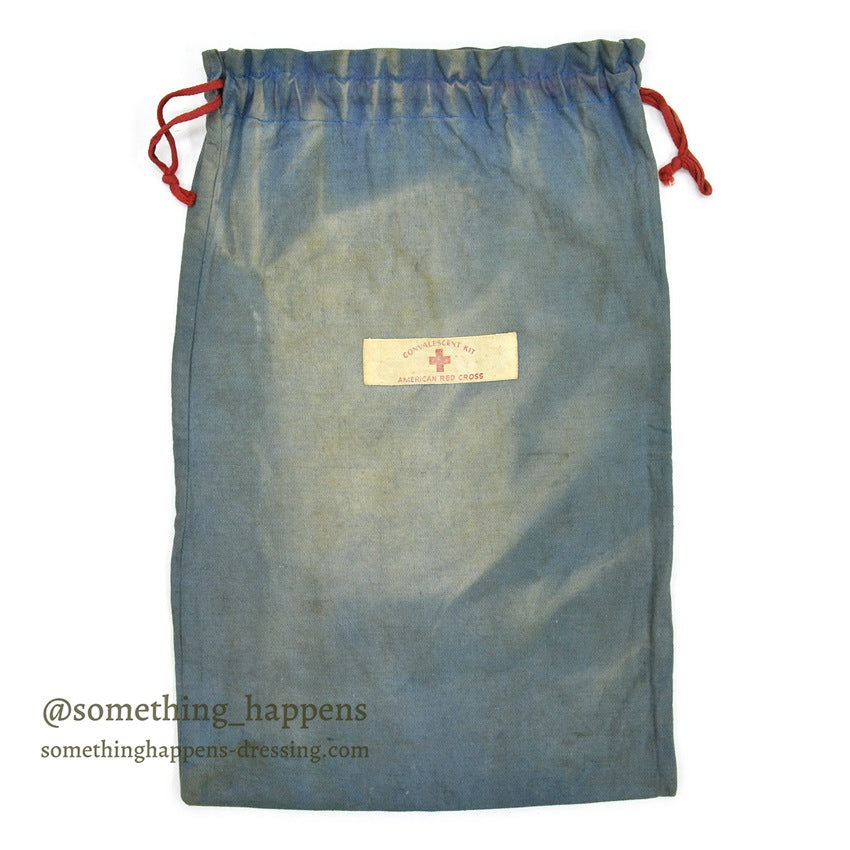 1940's AMERICAN RED CROSS WW2 BLUE COTTON DITTY BAG SUN FADED ...