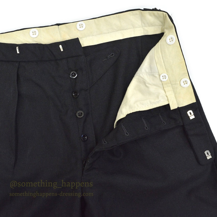 1960's~ EURO BLACK WOOL SLACKS...W32 L31