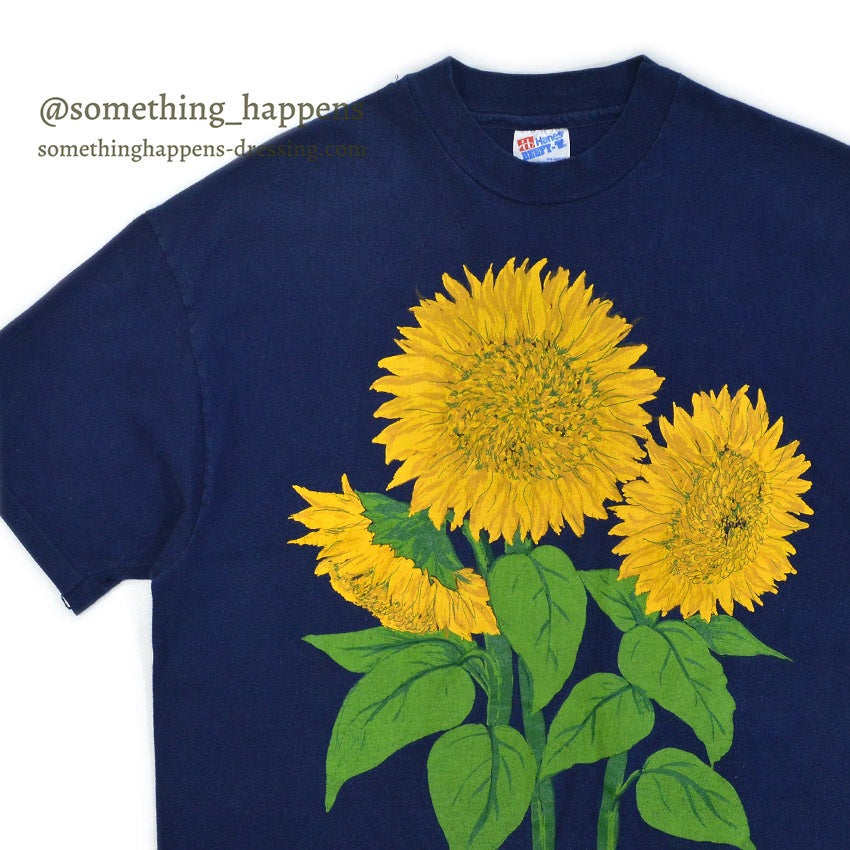 1990's HANES ひまわり FLOWER ART PRINT T-SHIRT ... XL