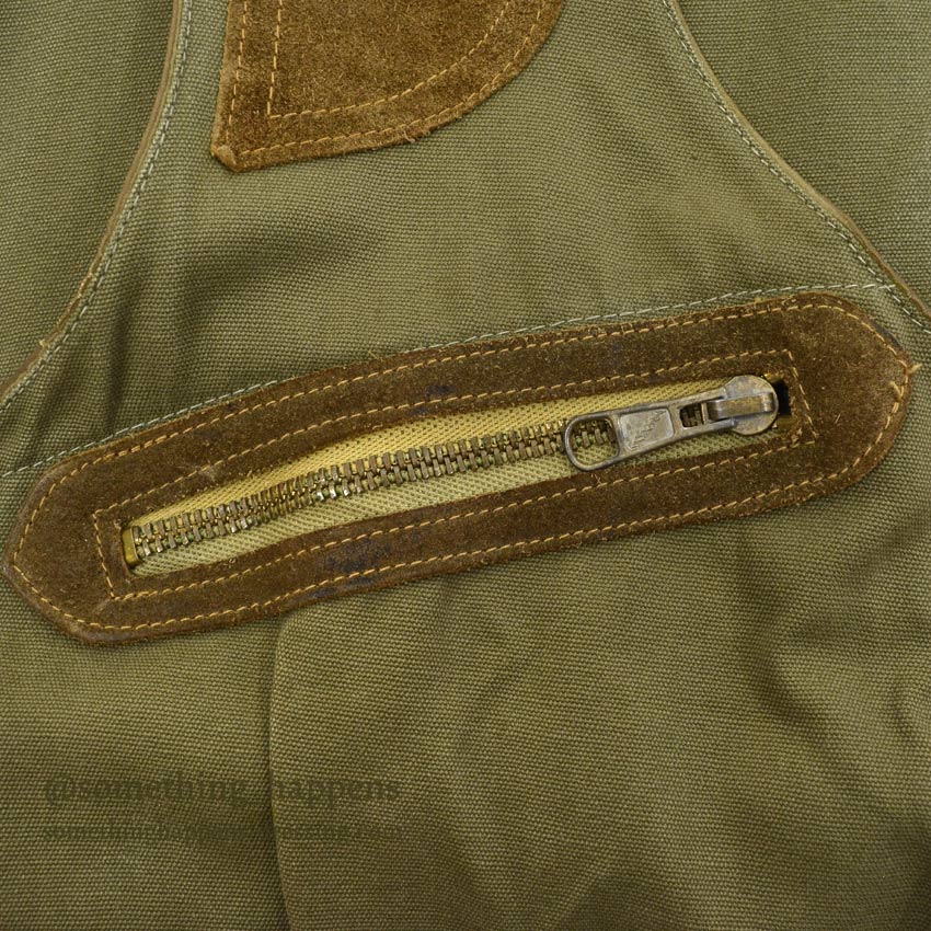 ~1970's SAFARI HUNTING CANVAS & LEATHER VEST MADE IN SPAIN...