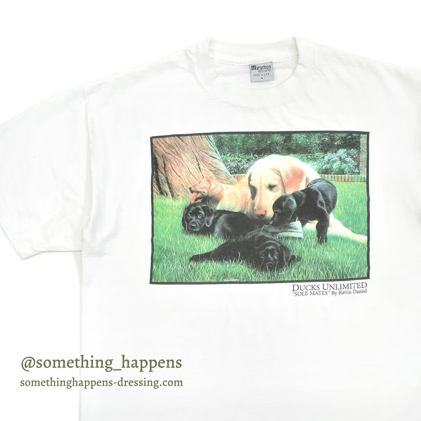 1990's MARATHON DUCKS UNLIMITED DOG PRINT T-SHIRT ... L