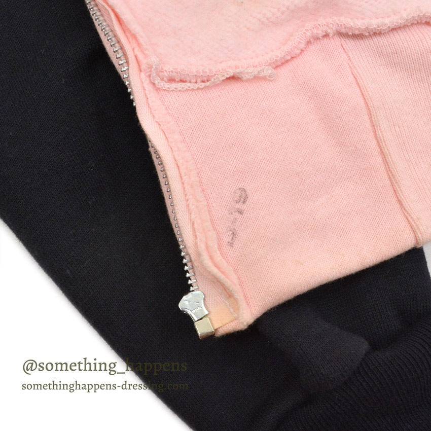 1950's DEADSTOCK HEALTHKNIT BLACK/PINK ZIP UP SWEAT SHIRT ... M