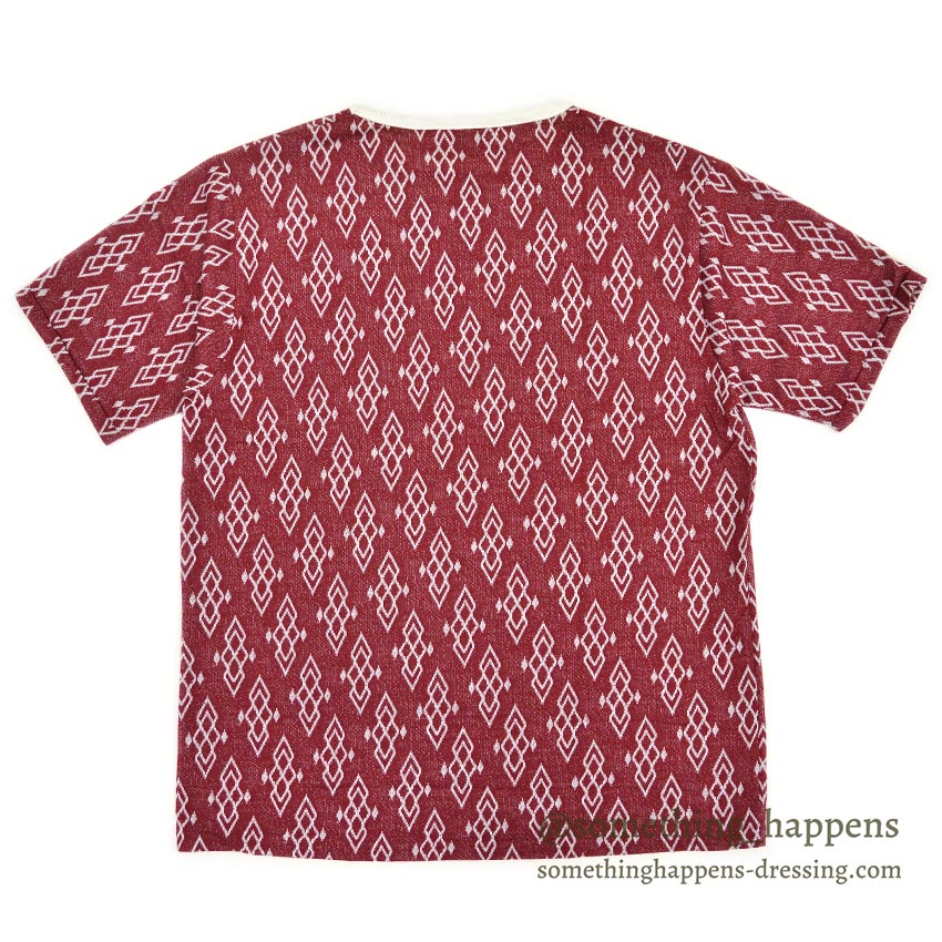 1960's~ DEADSTOCK ELY&WALKER LEISURE KNITS JACQUARD T-SHIRT RED... L