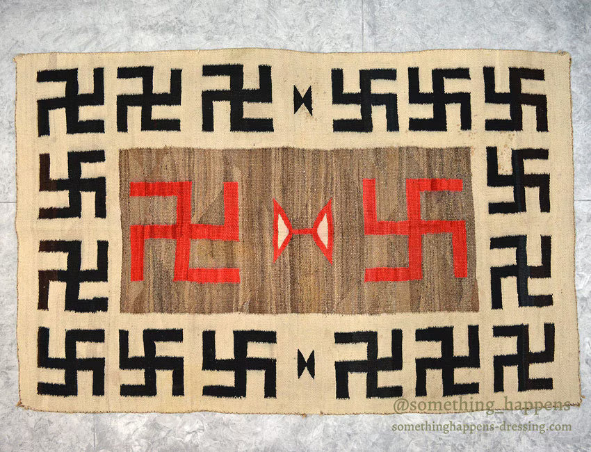 c.1920's NAVAJO RUG WHIRLING LOGS SWASTIKA... 191cm/123cm