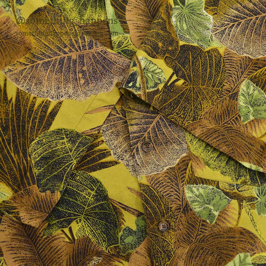 1980's BANANA REPUBLIC SAFARI & TRAVEL LEAF PRINT S/S SHIRT ... S
