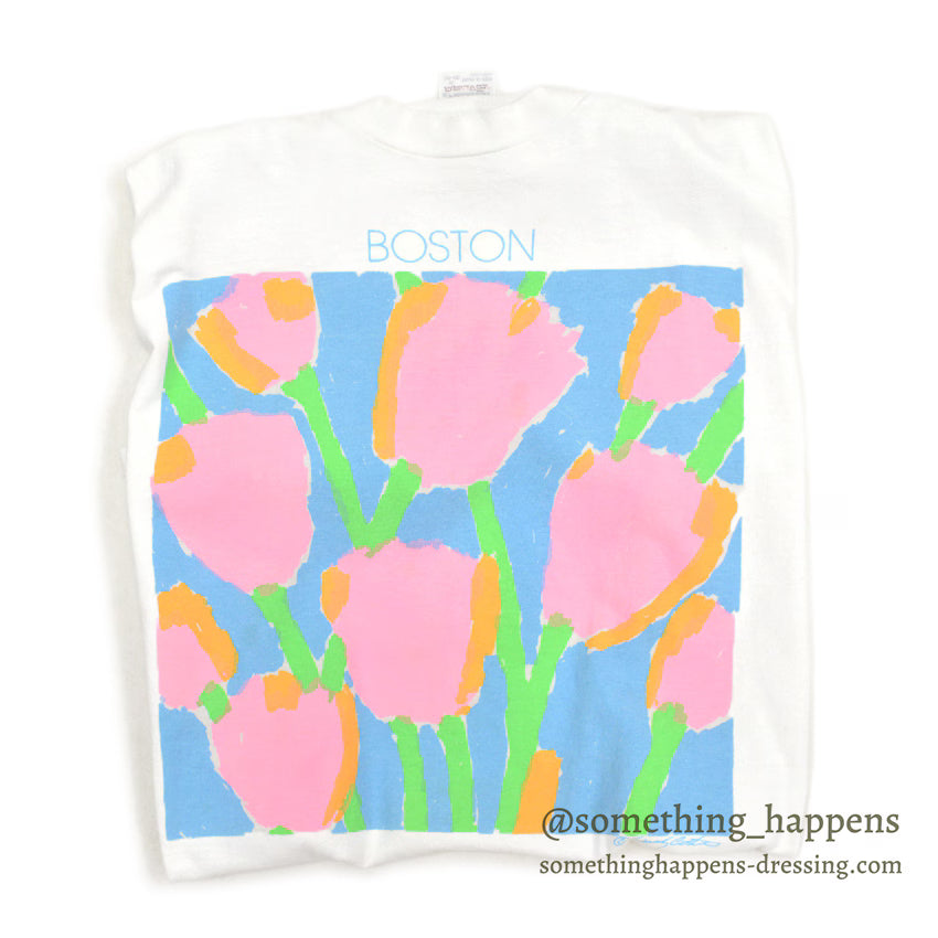 1980's〜 STEDMAN BOSTON FLORAL ART PRINT T-SHIRT ... XL