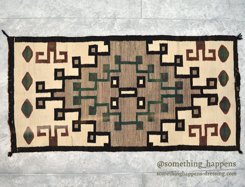 c.1940's NAVAJO RUG DIAMONDS PATTERN... 136cm/69cm
