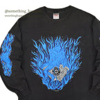 1990's ONEITA MOTORCYCLE ART FIRE PATTERN L/S T-SHIRT ... LARGE