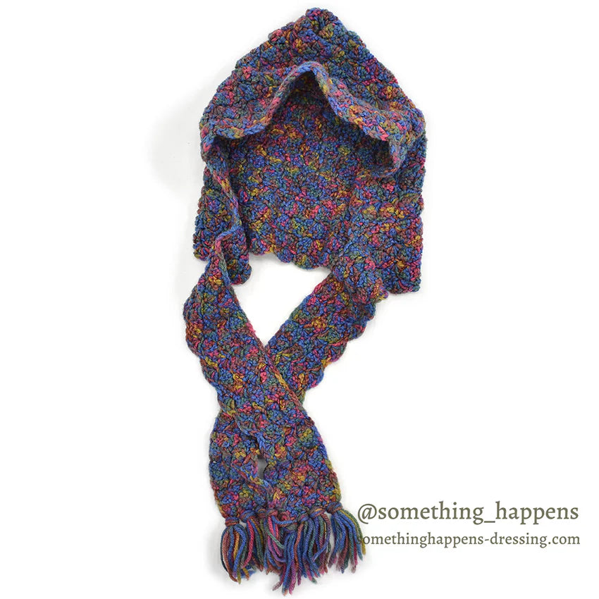 HOME MADE MIX COLOR HAND KNIT HOODED MUFFLER  ...