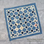 ANTIQUE EIGHT POINT STAR INDIGO CALICO PATCHWORK CRIB QUILT... 103cm/100cm