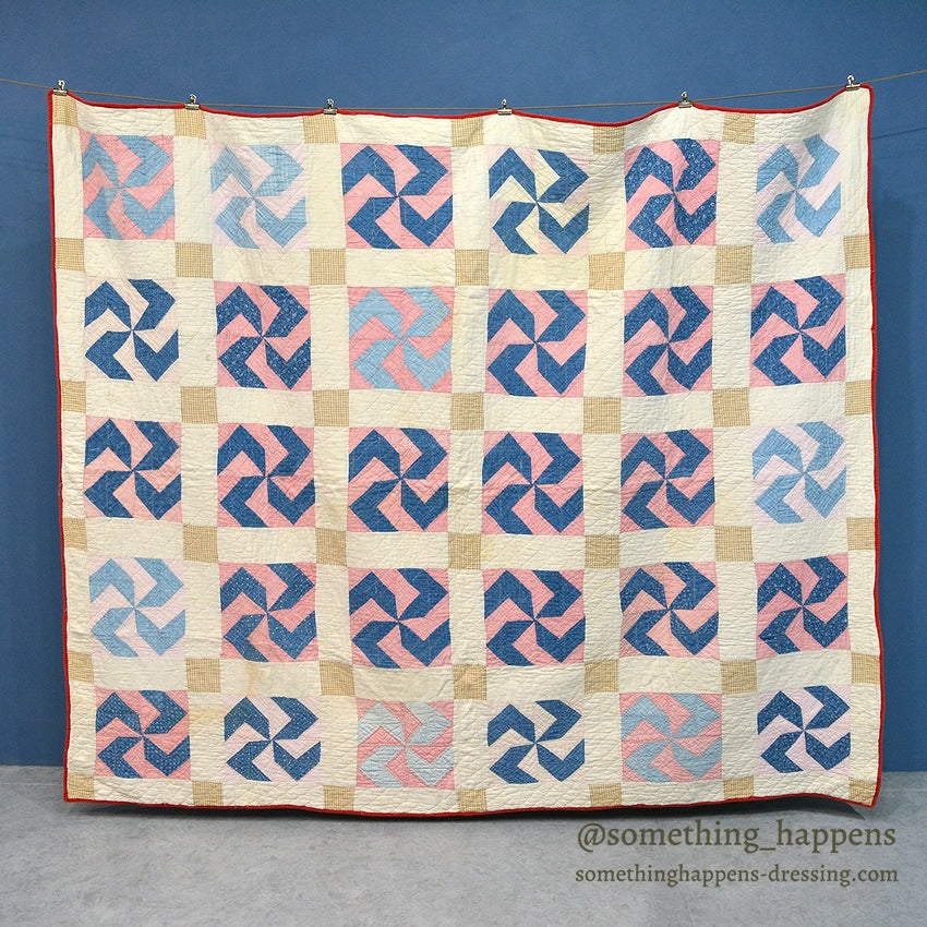 FLY FOOT INDIGO CALICO PATCHWORK QUILT... 210cm/168cm