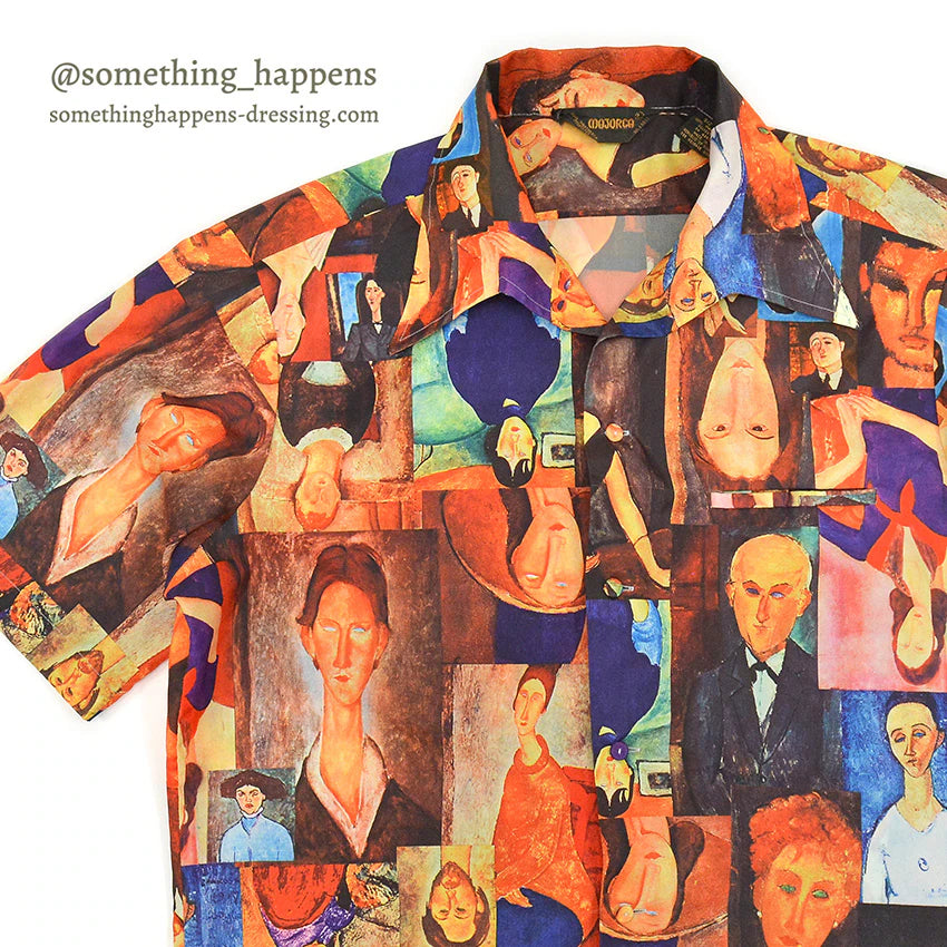 1970's MOJORCA Amedeo Modigliani ART PRINT S/S SHIRT ... L