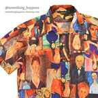 1970's MOJORCA Amedeo Modigliani ART PRINT S/S SHIRT ... L