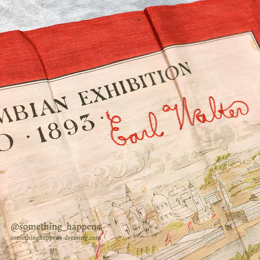 1890's~ THE WORLD'S COLUMBIAN EXHIBITION CHICAGO・1893・SILK SCARF...