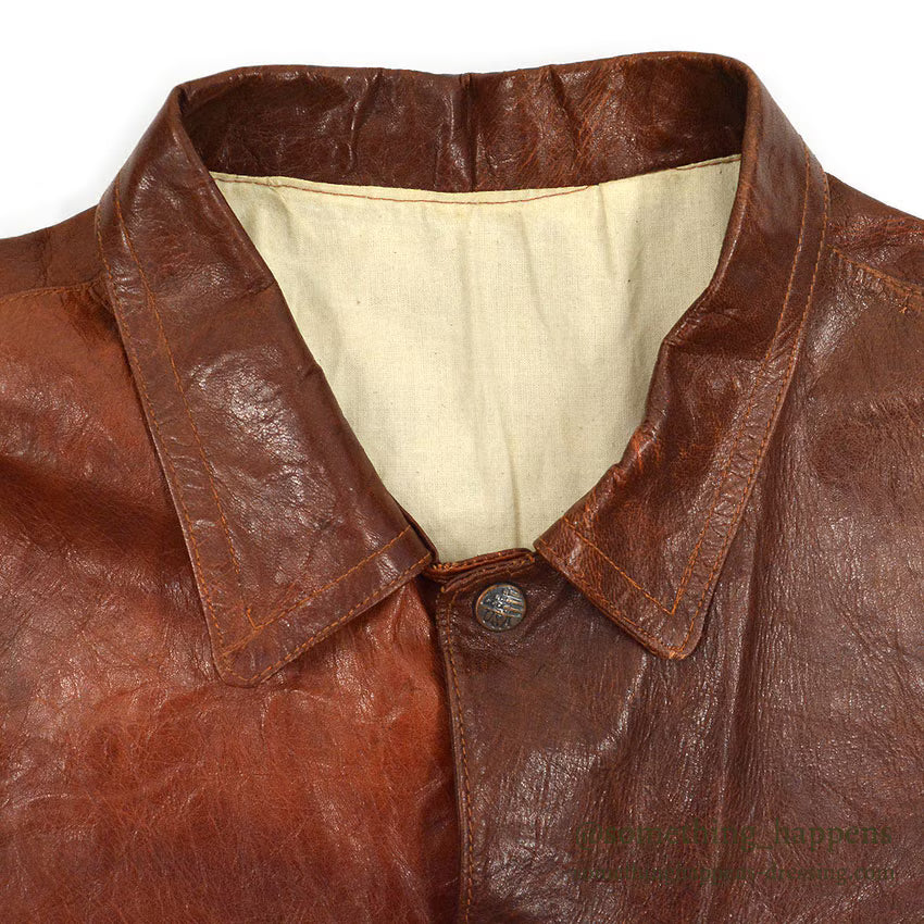 ~1980's UNKNOWN BROWN LEATHER JACKET TYPE 3RD ... Fits like 48