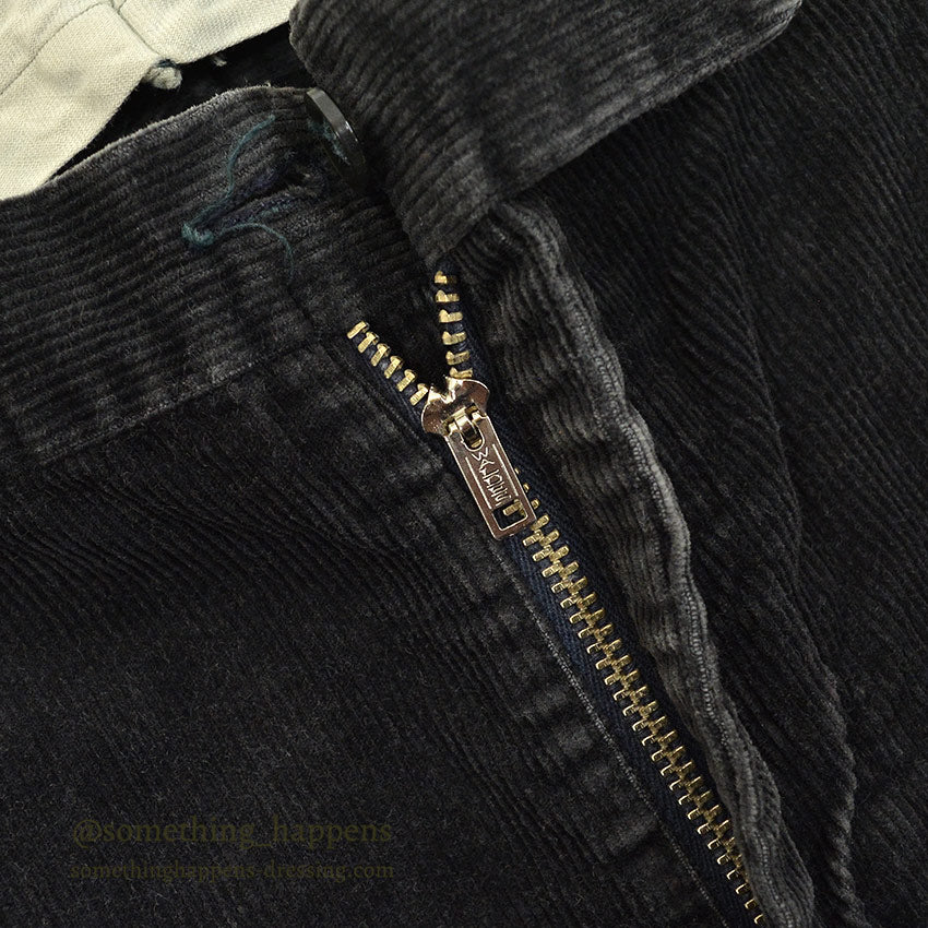 1960's BLACK CORDUROY SLACKS...W35/L28