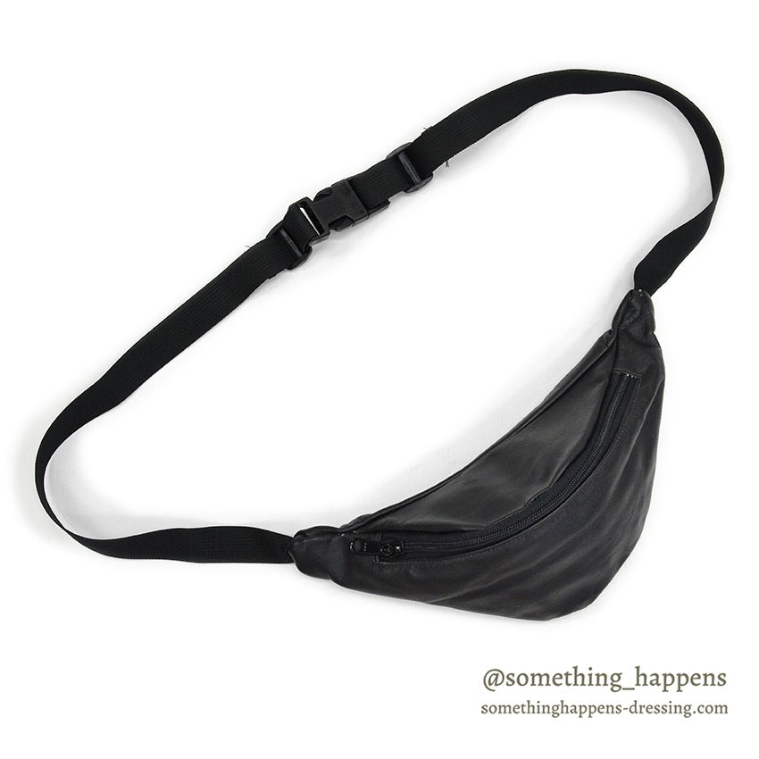 1980's LLBEAN LEATHER FANNY PACK BLACK...