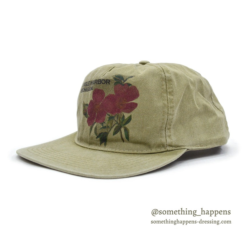 1990's~ EAGLE HARBOR MICHIGAN FLOWER PRINT CAP...