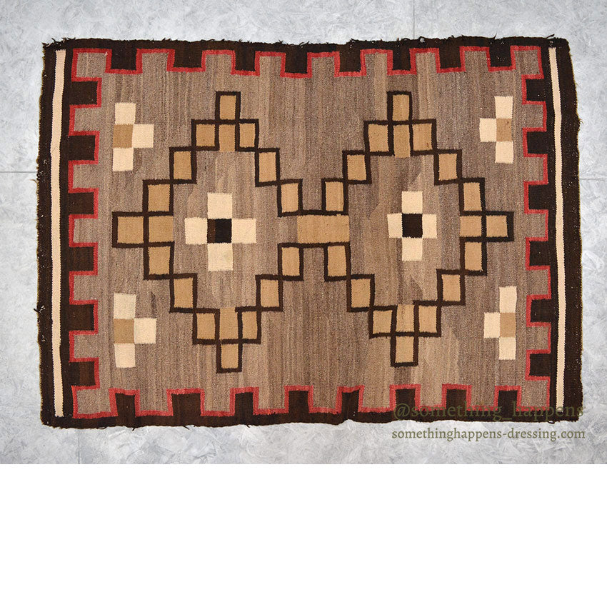 ~1930's NAVAJO RUG DOUBLE STEPPED DIAMOND ... 149cm/106cm