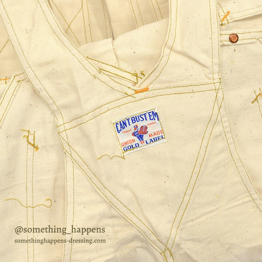 1940's~ DEADSTOCK CAN'T BUST'EM DOUBLE KNEE OVERALL ... W42/L30