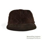 1990's EDDIE BAUER QUILTED CORDUROY & SUEDE DARK BROWN CAP...