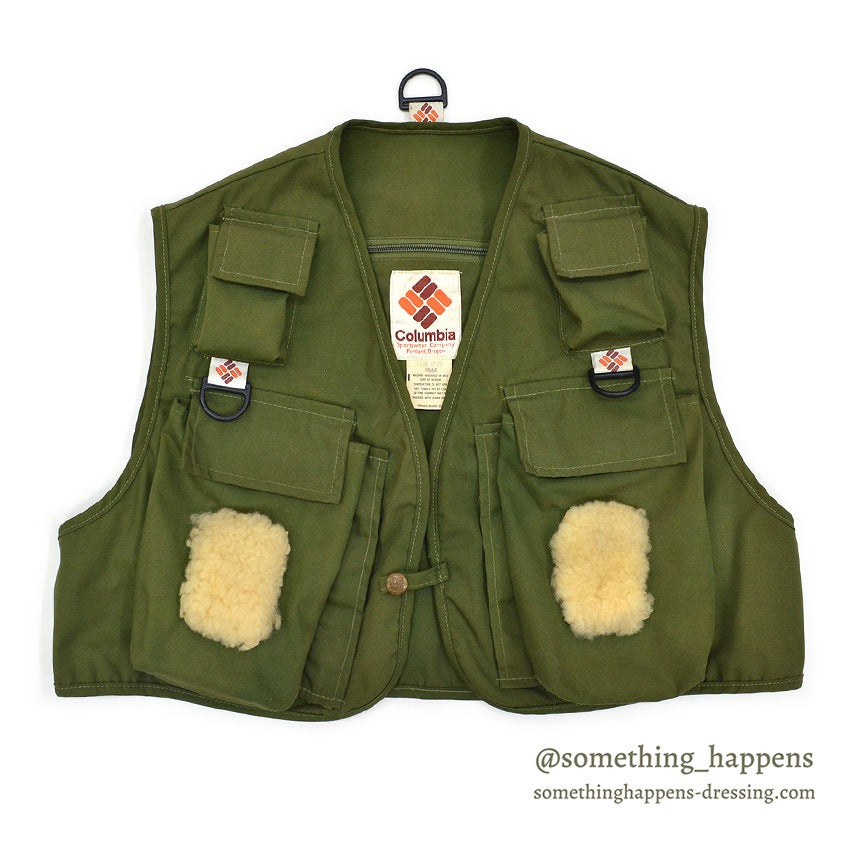 1980's COLUMBIA FISHING VEST OLIVE ... SMALL