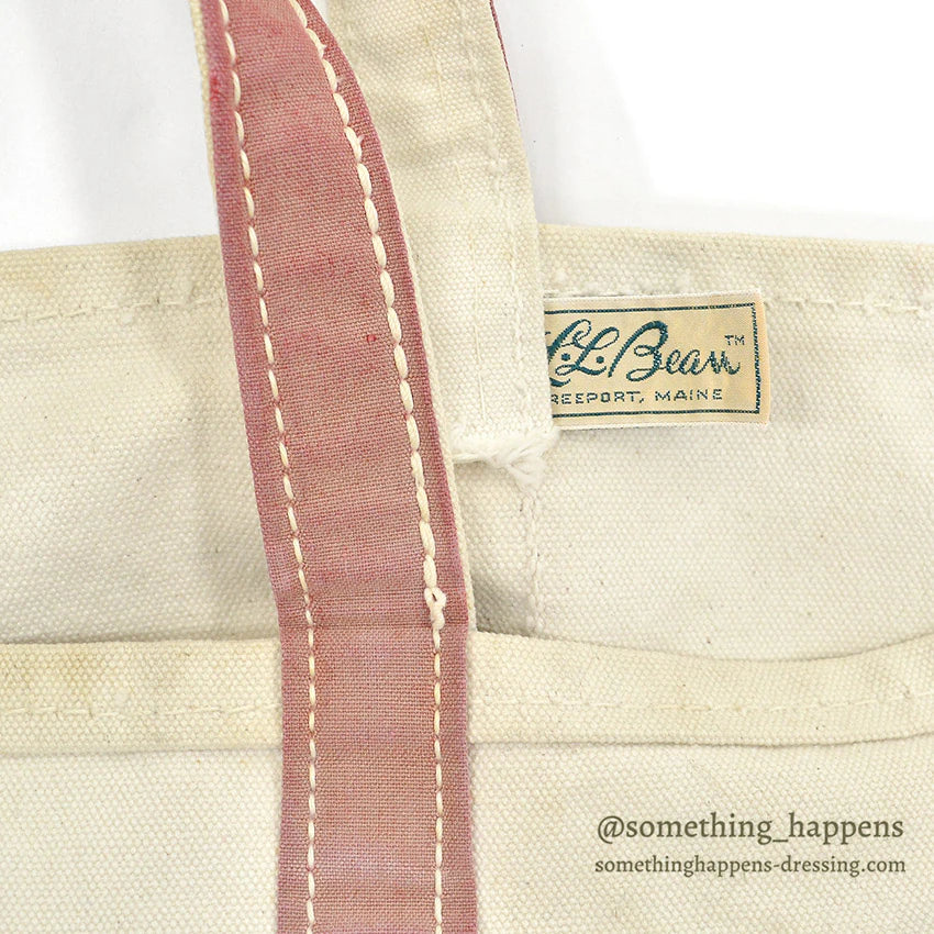 1970s LL Bean Boat and Tote, faded, with cursive tag...