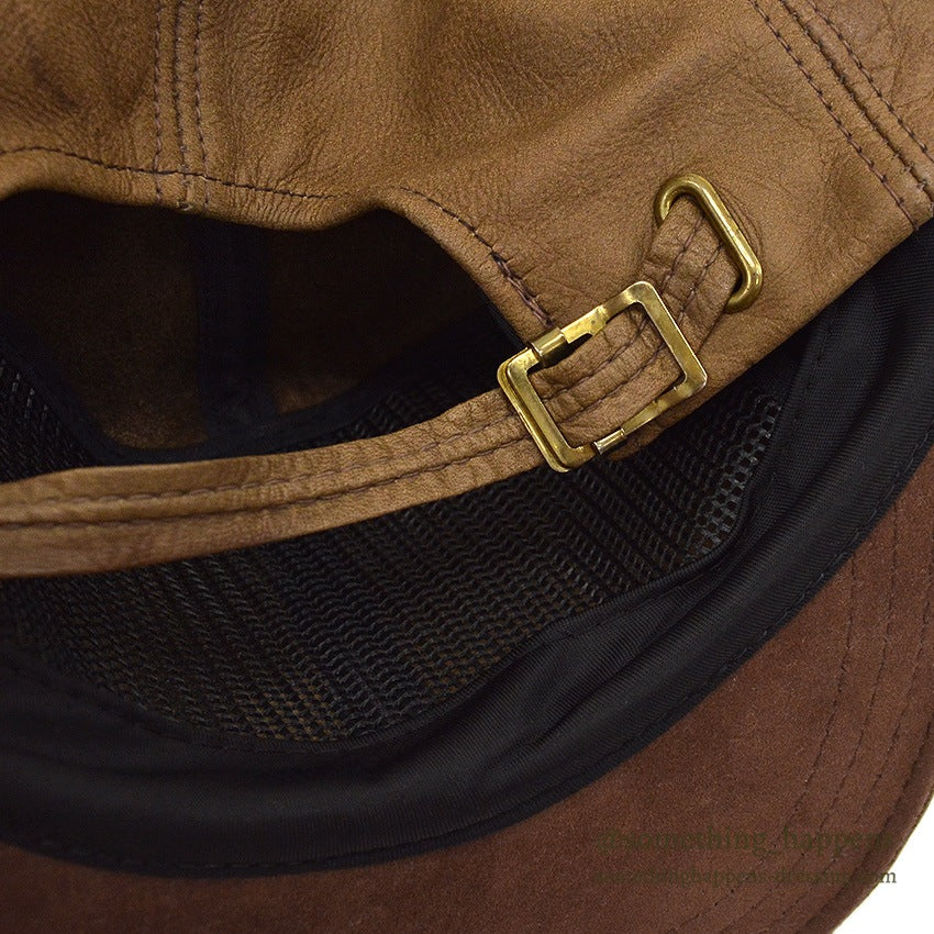 1980's ADVENTURE BOUND BROWN LEATHER CAP 2...