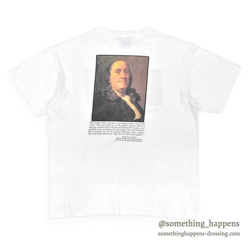 1990's ONEITA Benjamin Franklin PORTRAIT T-SHIRT... LARGE
