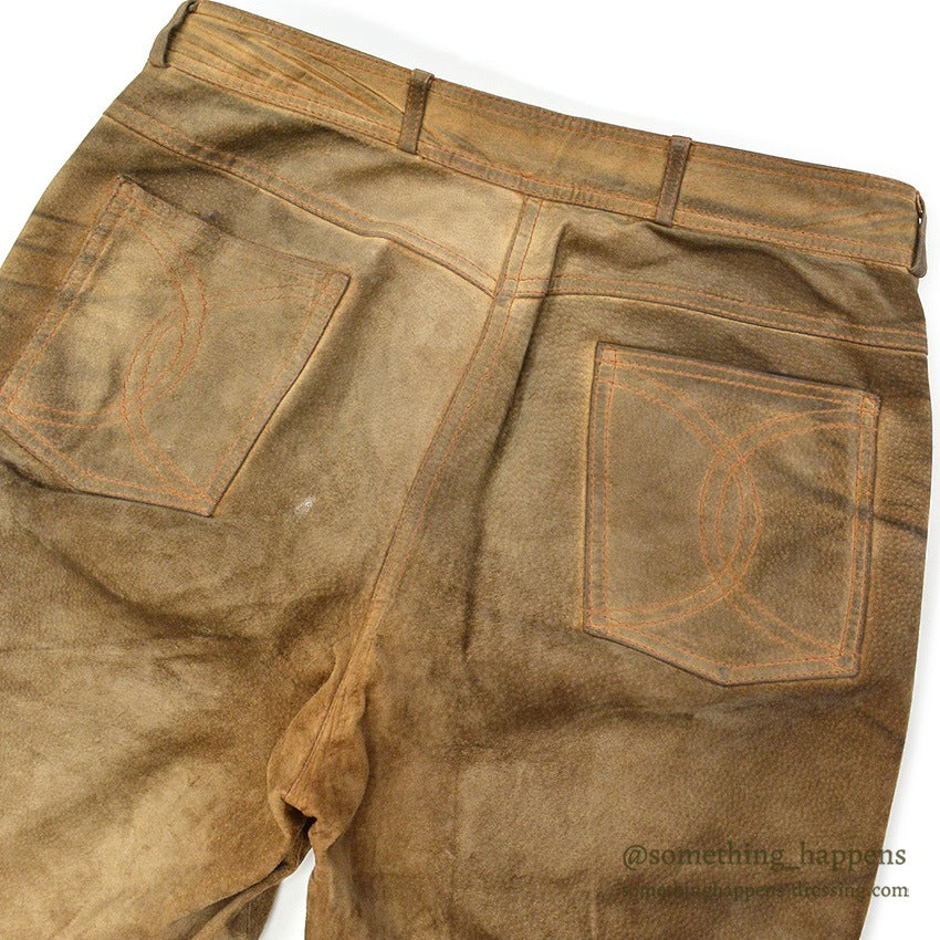 1970's~ SCULLY BROWN LEATHER PANTS...W33/L29