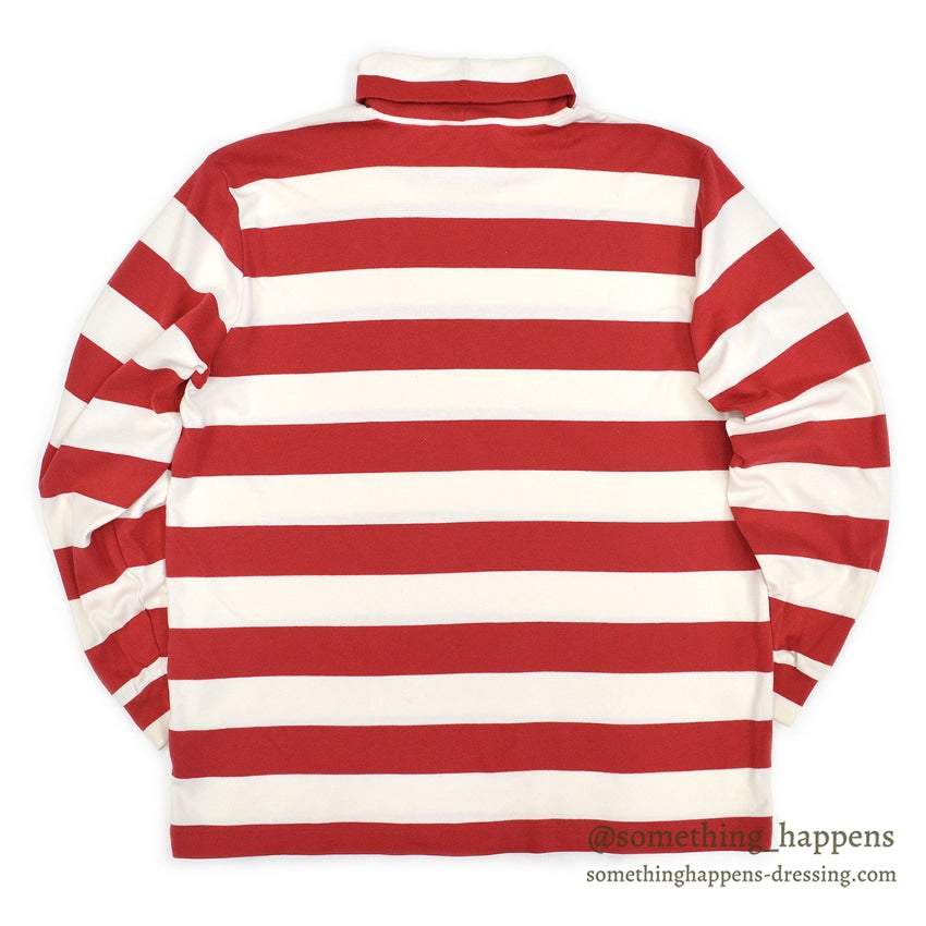 1990's LAND'S END COTTON TURTLE NECK L/S SHIRT RED/WHITE STRIPE ... XL