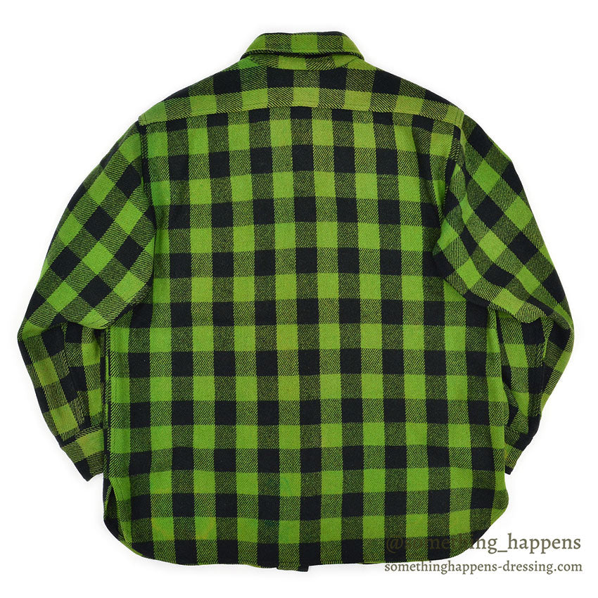 1950's PILGRIM GREEN/BLACK WOOL SHIRT UNUSUAL...