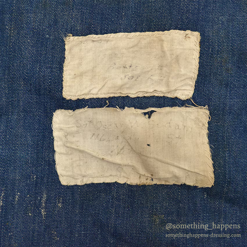 1910's USARMY WW1 ERA BLUE DENIM BARRACKS BAG HAND PAINT...