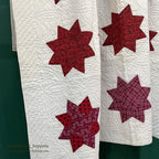 ANTIQUE 1898 to 1929 QUILTED RED STAR QUILT... 190cm/183cm