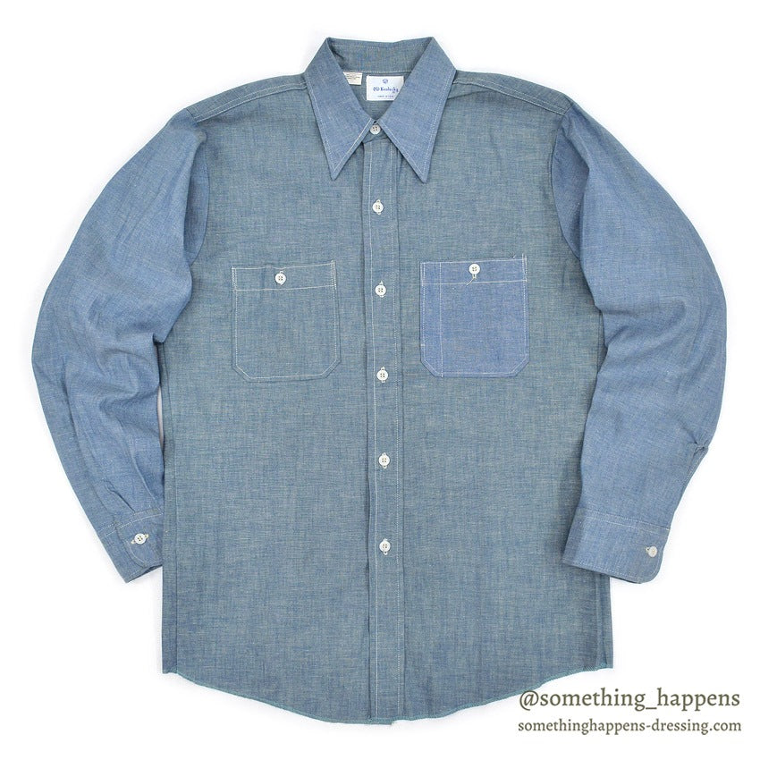 1970's DEADSTOCK OLD KENTUCKY TWO TONE ALL COTTON CHAMBRAY SHIRT... 15