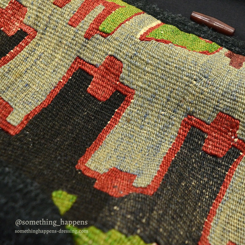 1990's~ LEATHER & KILIM PRODUCT BY SAO WOOL CARDIGAN...