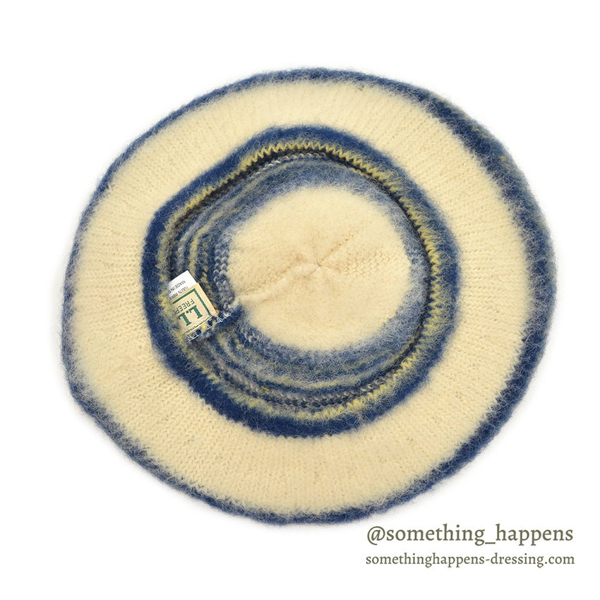 1980's LLBEAN MUTED BLUE STEWART WOOL HAT & WOOL SCARF...