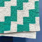 NATIVE PATTERN PATCHWORK QUILT TURQUOISE GREEN/WHITE ... 210cm/190cm