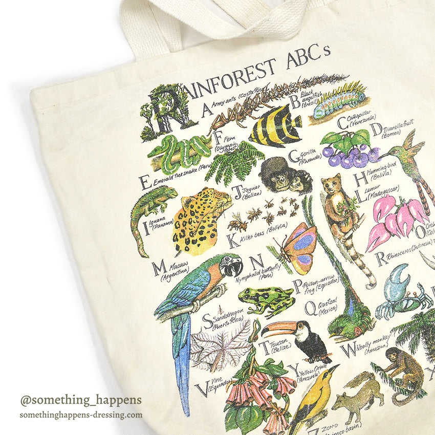 1990's STUDIO Q RAINFOREST ABC's PRINT CANVAS TOTE BAG...