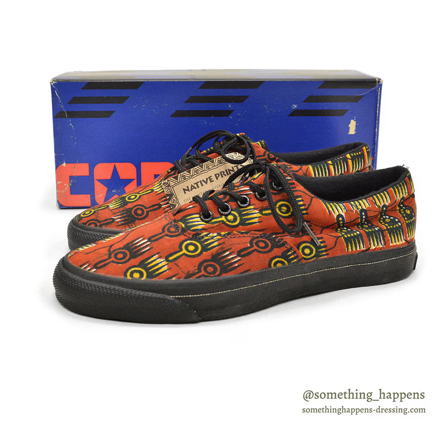 1990's DEADSTOCK CONVERSE AFRICAN PRINT BROWN SKIDGRIP LOW ... 7 1/2