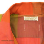 1960's~ OVEN-SET BLOCK PANEL PLAID SHIRT ... L