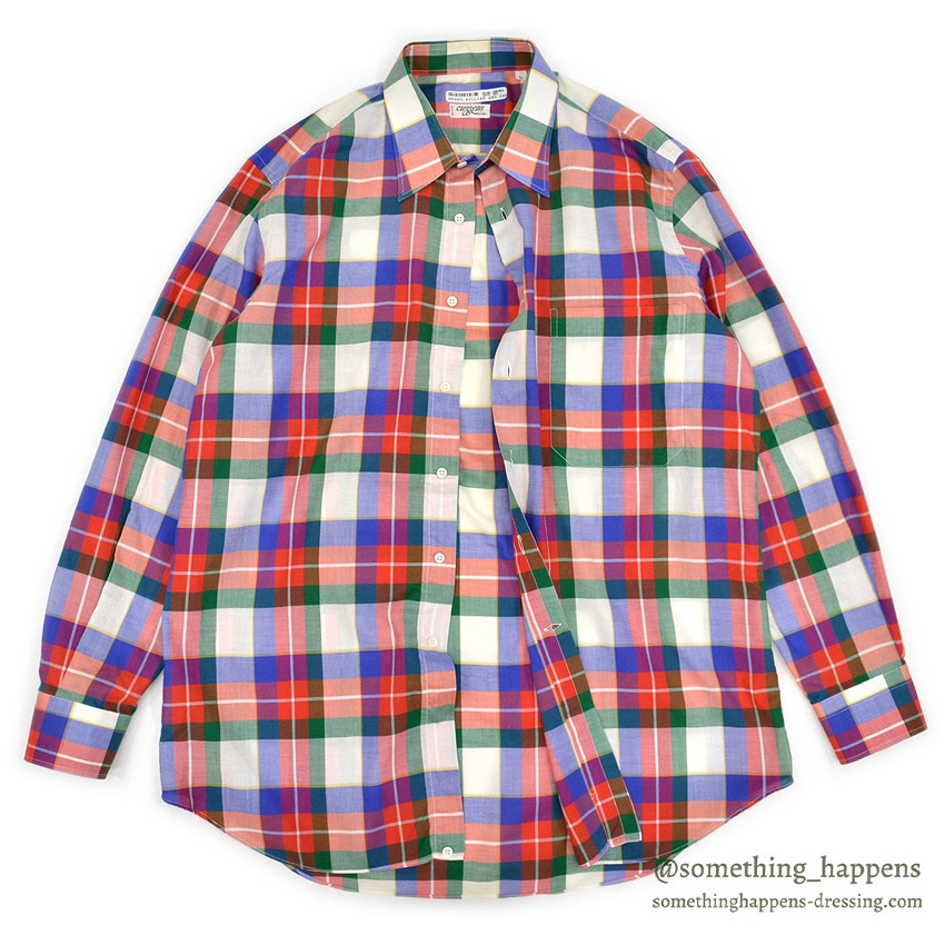 ~1980's CUZZENS PLAID COTTON DRESS SHIRT MADE IN IATLY 1 ... L
