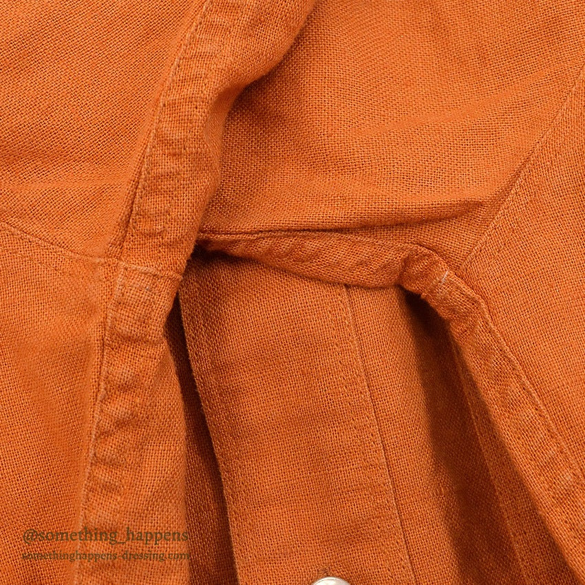 1980's BANANA REPUBLIC SAFARI & TRAVEL ORANGE LINEN SHIRT ... L