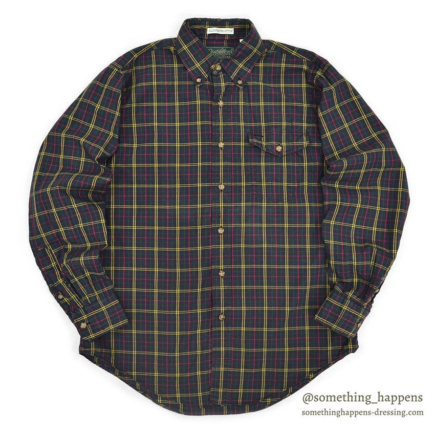 1980's OUTFITTERS IMPORTED FABLIC PLAID B/D SHIRT ... M