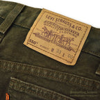 1990's Levi's 550 MOSS GREEN DENIM SHORTS... W33/L00