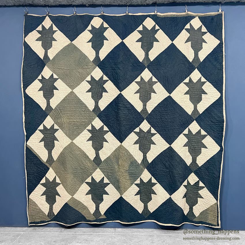 ANTIQUE PAUM TREE PATCHWORK QUILT...208cm/208cm