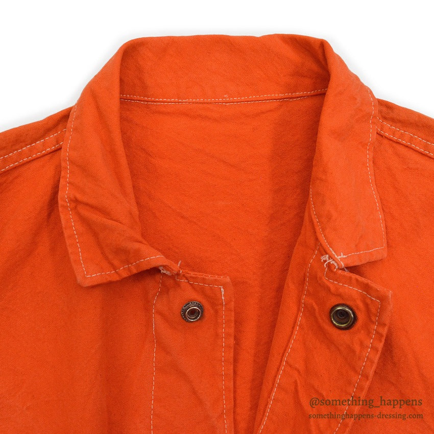 1980's~ ORANGE OVERDYED CANVAS COVERALL...