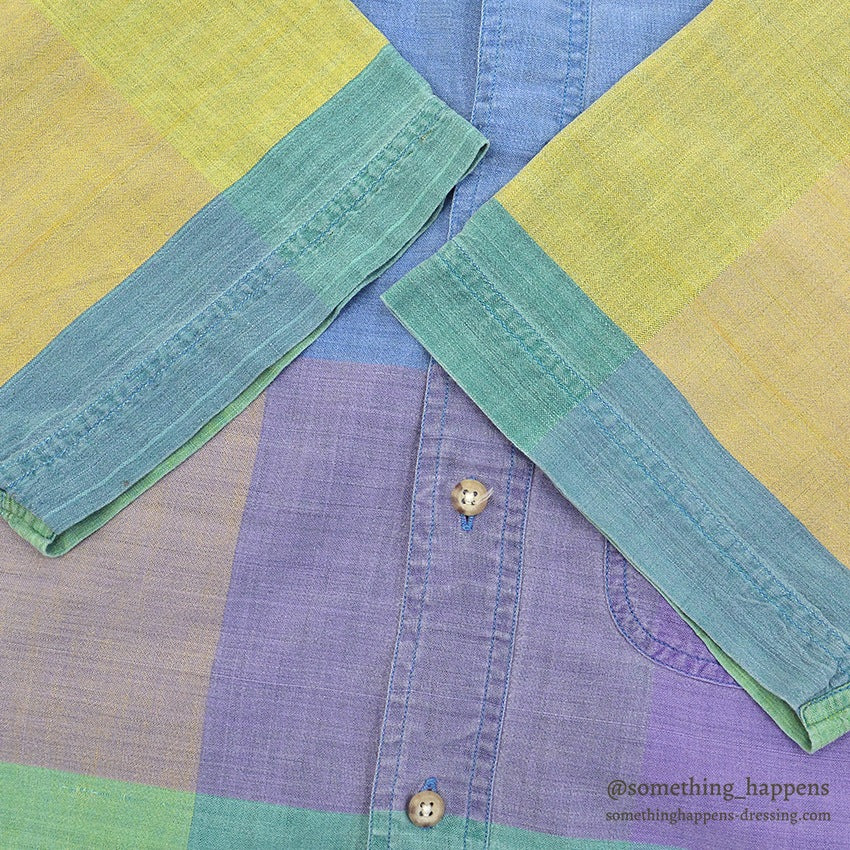 1980's~ EDDIE BAUER SUPERIOR MADRAS S/S SHIRT ... S