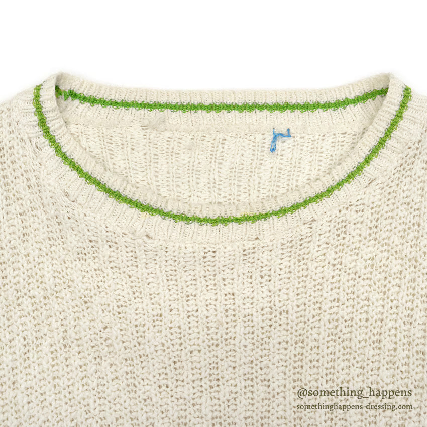 1960's~ OLD COTTON KNIT S/S SWEATER ...