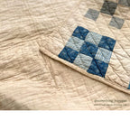 ANTIQUE NINE PATCH CALICO PATCHWORK CRIB QUILT... 122cm/90cm